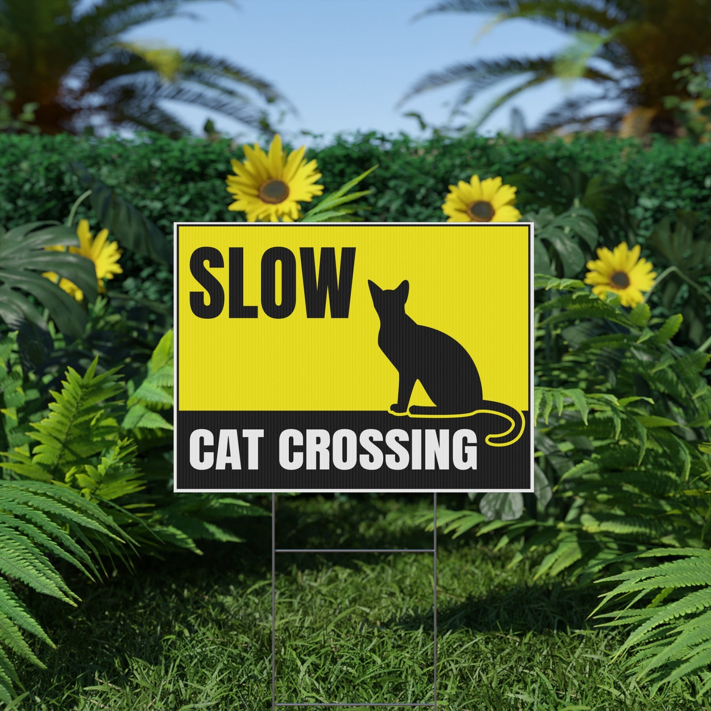 Cat-Crossing-Lawn-Sign-Slow-Down