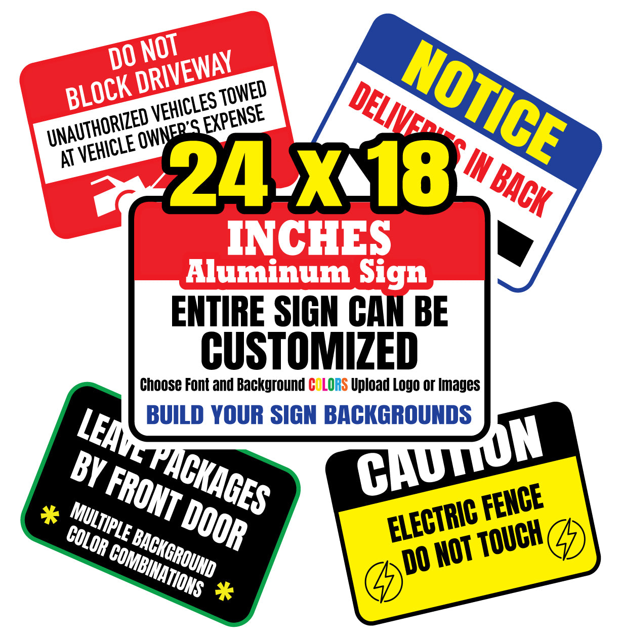 Custom Aluminum Sign 24x18 Inches Horizontal