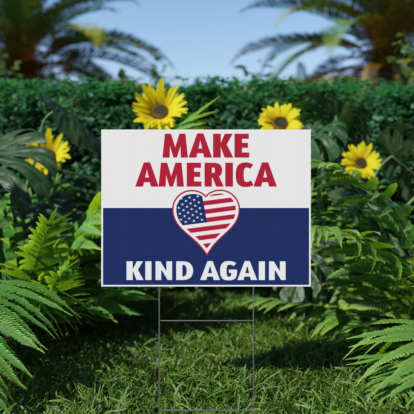Make America Kind Again Yard Sign Heart USA Flag