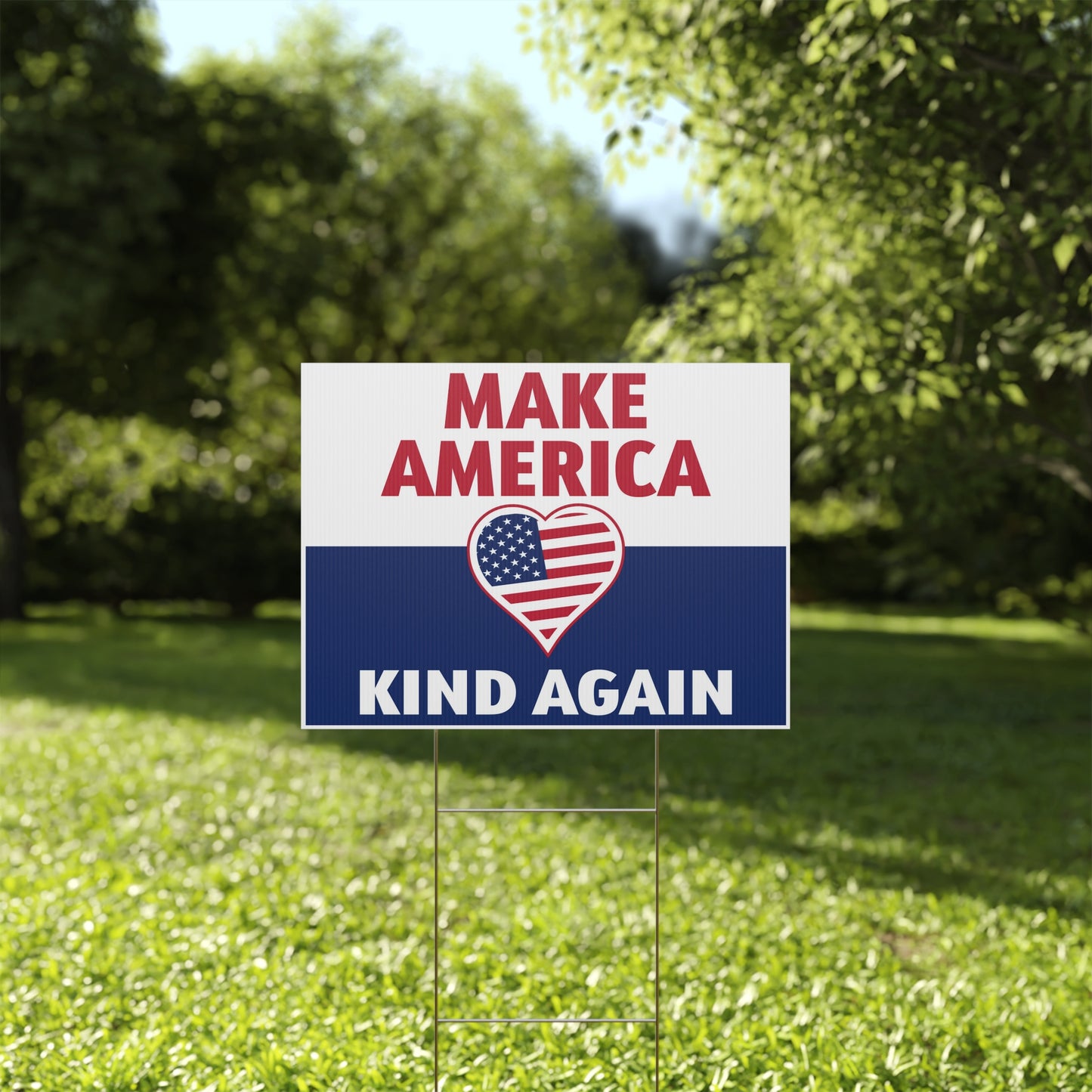Make America Kind Again Yard Sign Heart USA Flag
