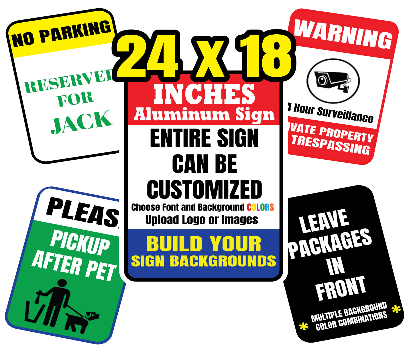 Custom Aluminum Sign 24x18 Inches Vertical