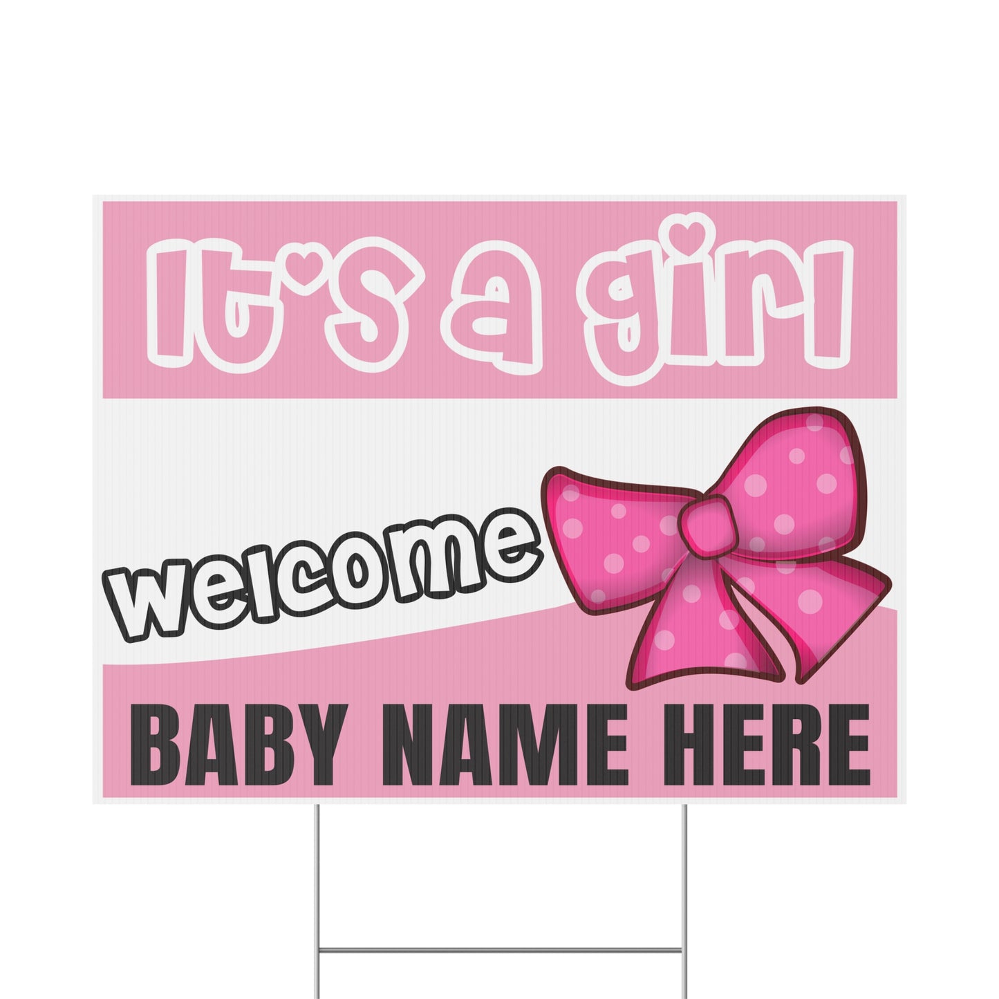 Baby Shower Girl Yard Sign Bows