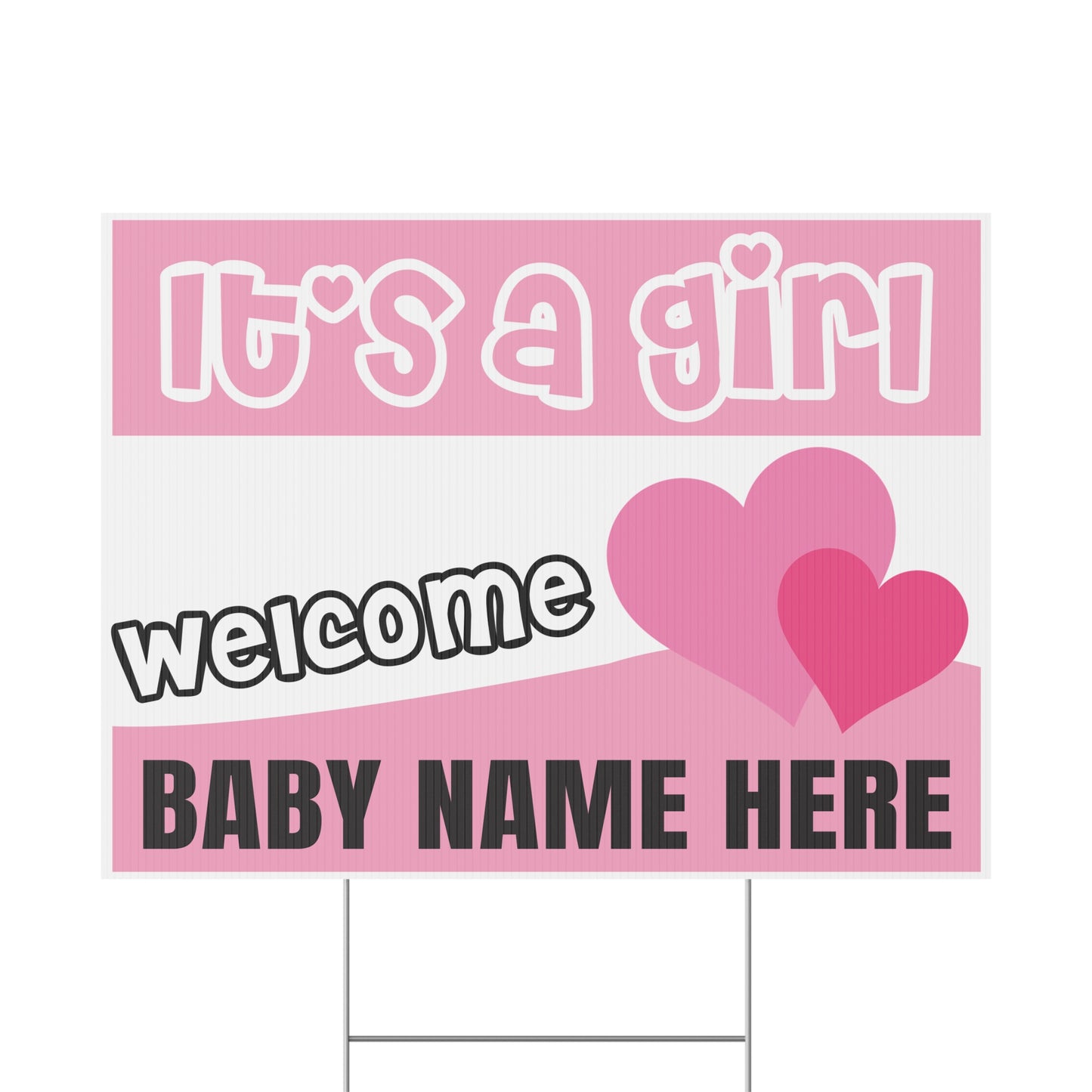 Baby Shower Girl Yard Sign Hearts
