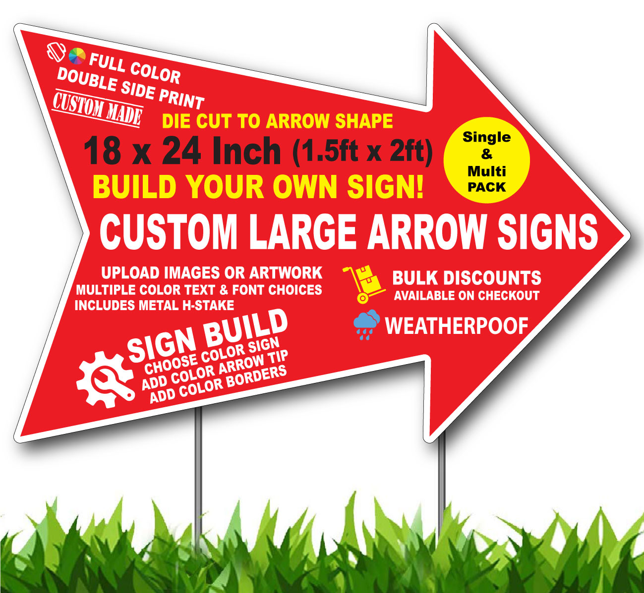 Custom Arrow Shape Die Cut Yard Sign