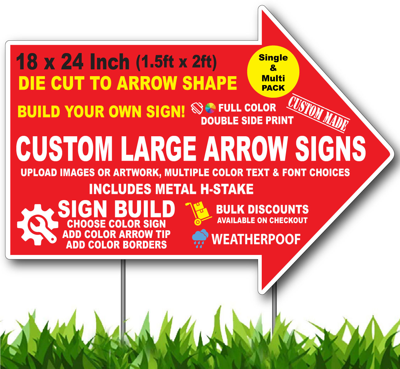 Custom Arrow Shape Die Cut Yard Sign