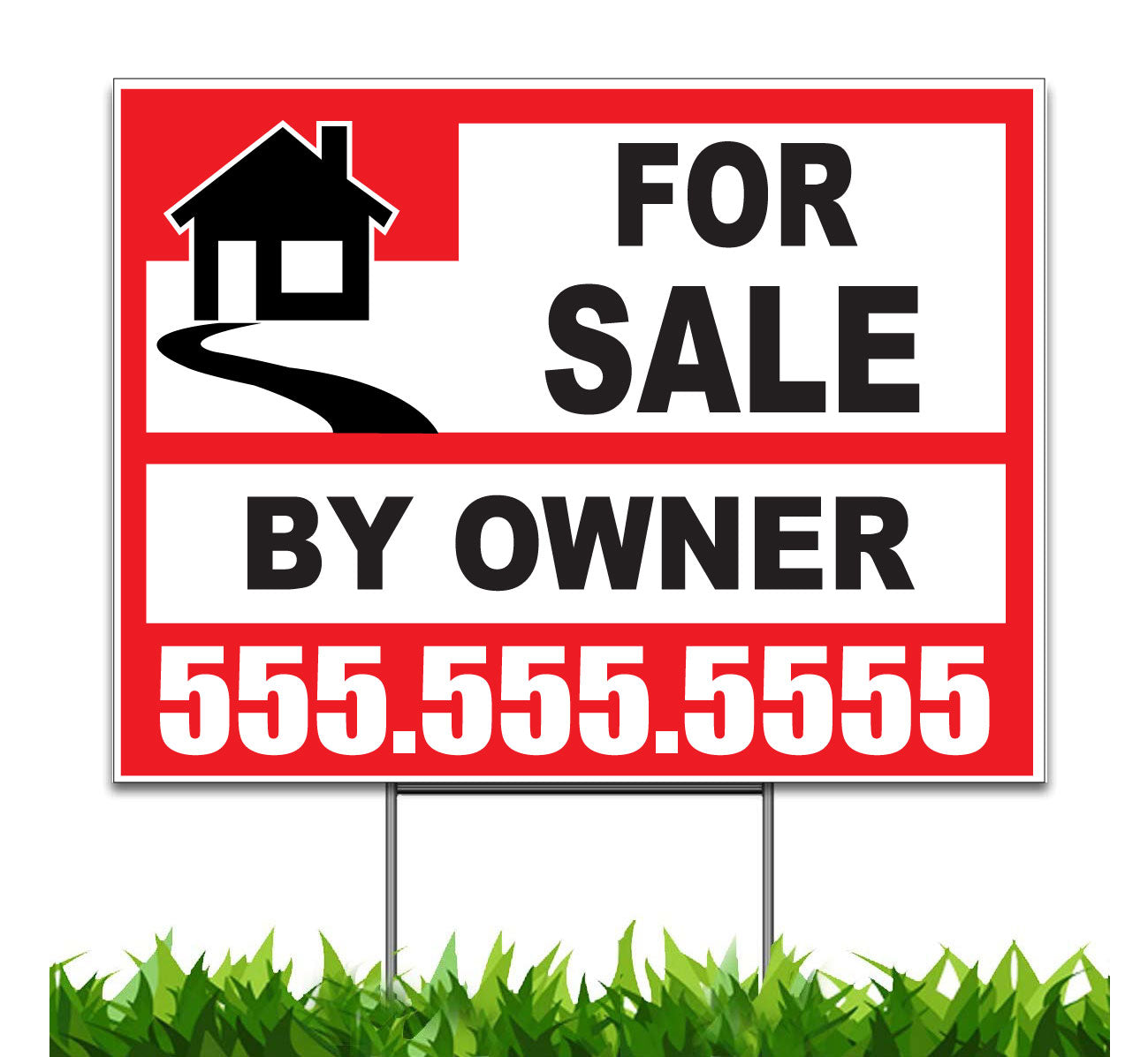 Custom House For Sale By Owner Lawn Sign Red
