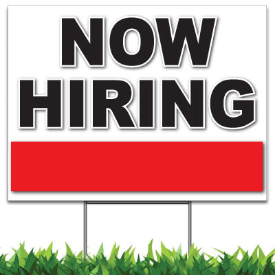 Custom Now Hiring Sign Black Red