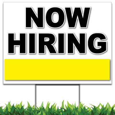 Custom Now Hiring Sign Black yellow