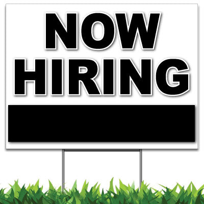 Custom Now Hiring Sign Black