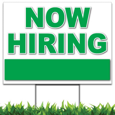 Custom Now Hiring Sign Green