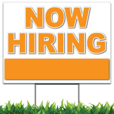 Custom Now Hiring Sign Orange