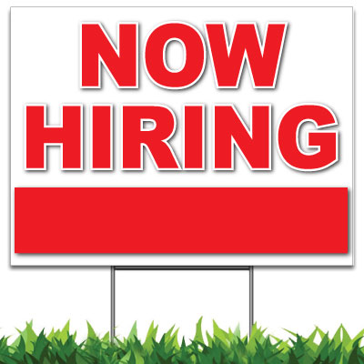 Custom Now Hiring Sign Red
