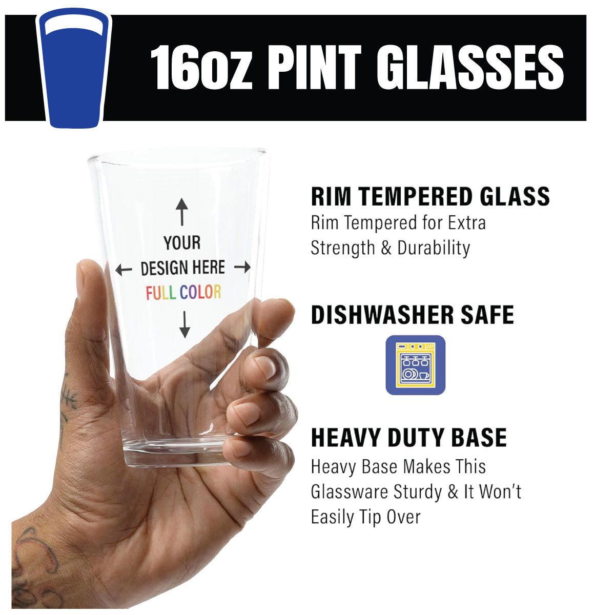 Custom Pint Glass Tempered Glass