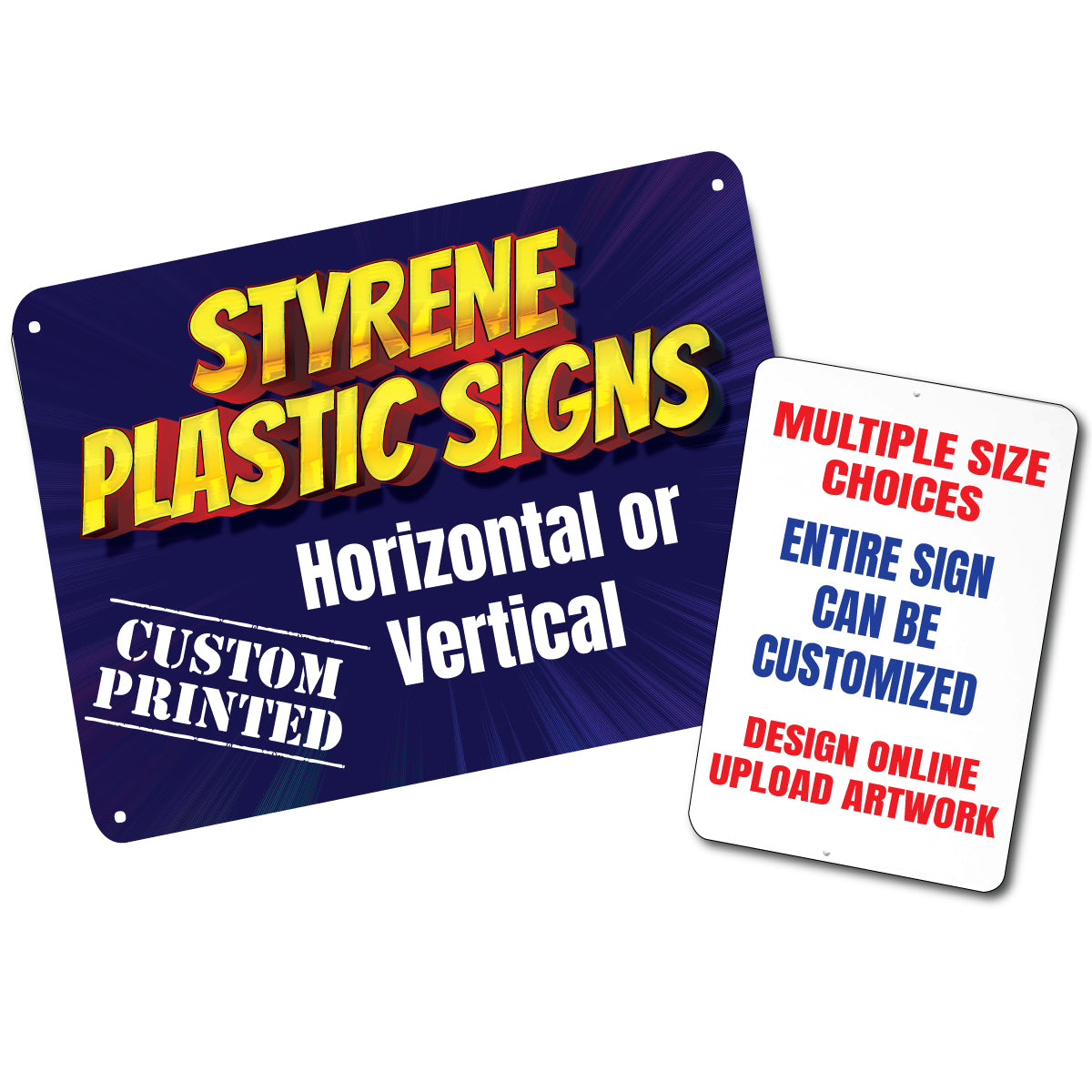 Styrene plastic signs with customizable options