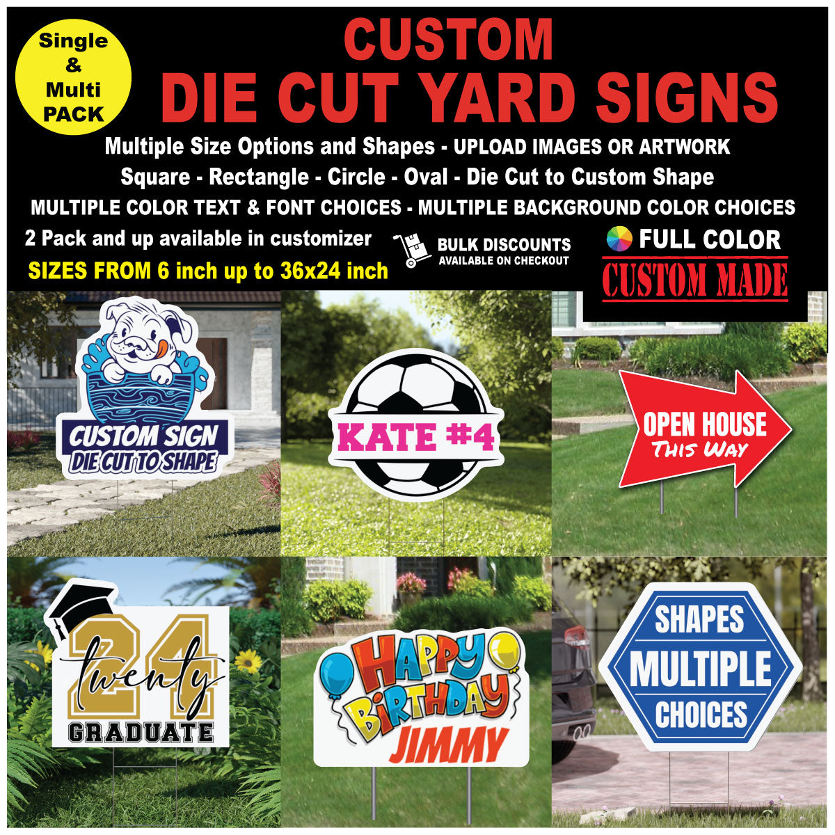 Custom Die Cut Yard Signs, Contour Shape Cut Signs