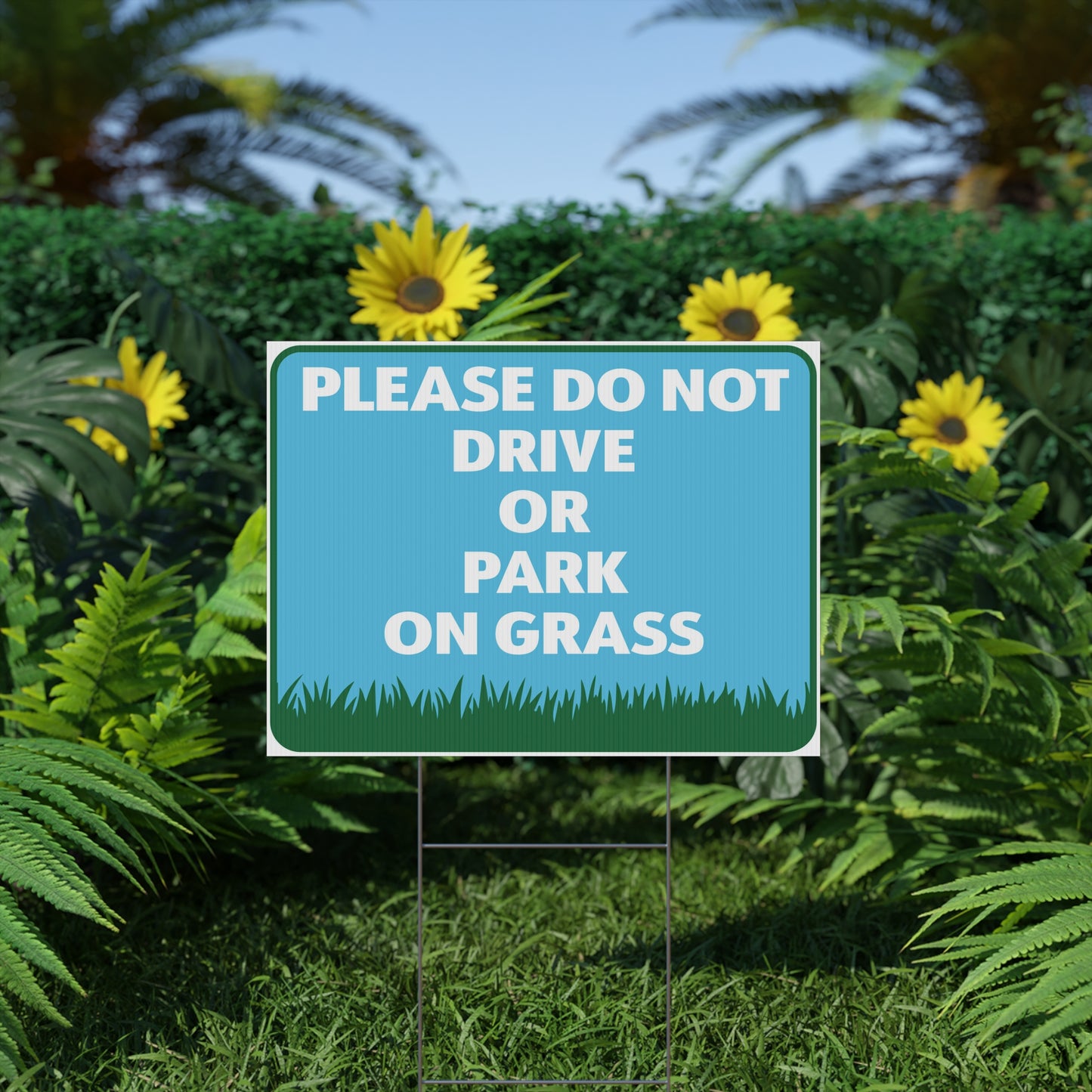Do Not Drive Or Park On Grass Yard Sign