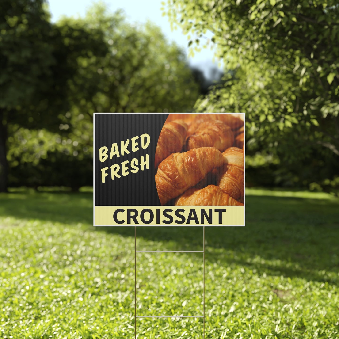 Fresh Baked Croissant Bread Sign