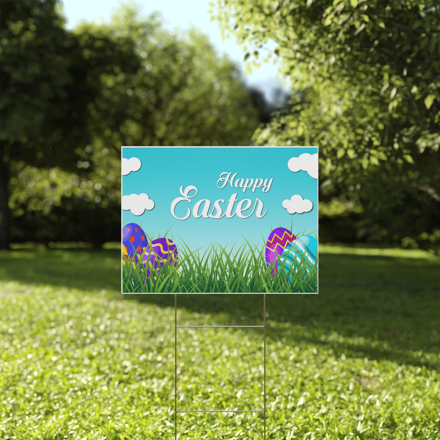 Happy Easter, Easter Bunny, Easter Eggs, Yard Sign, 18x12, 24x18, 36x24, v3