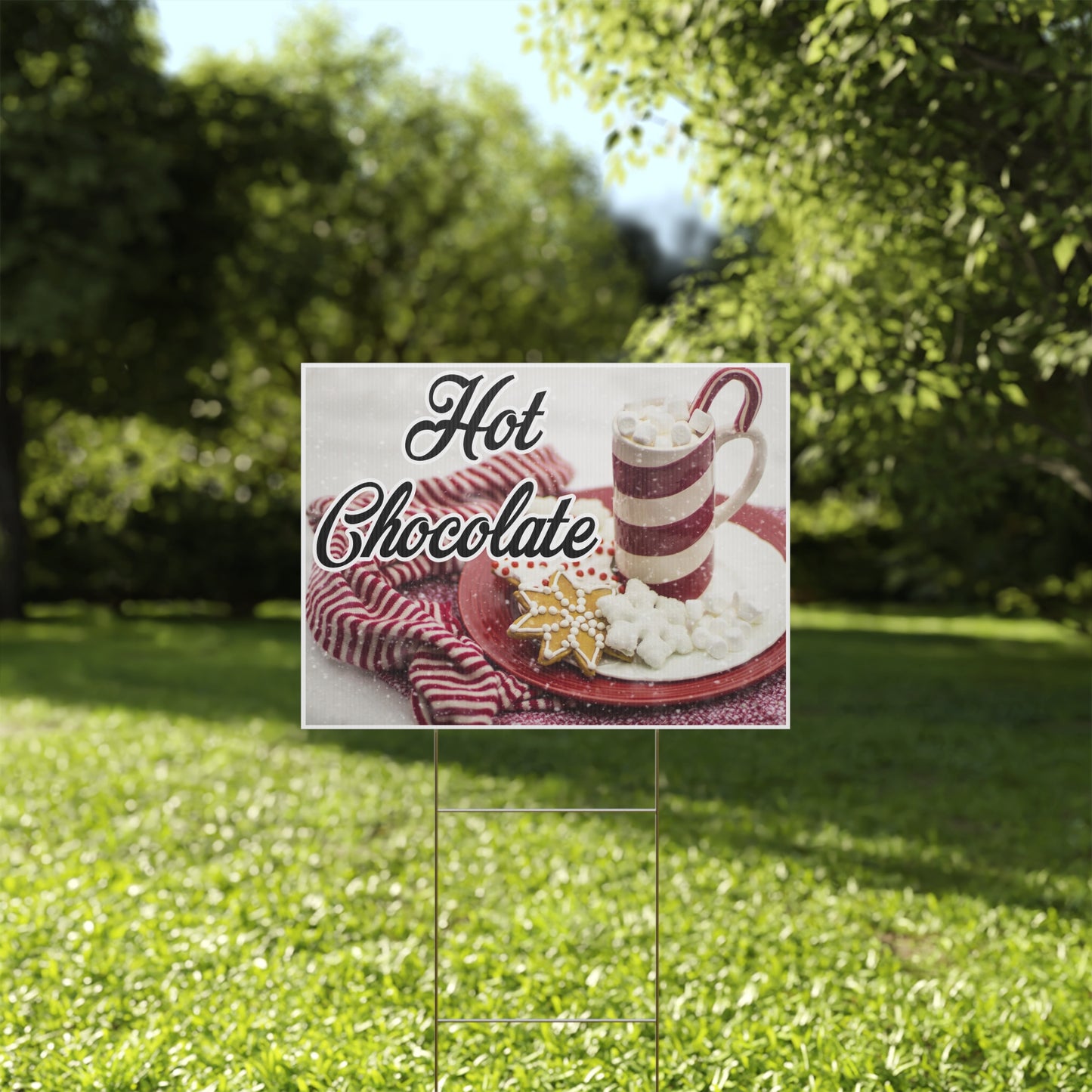 Hot Chocolate Sold Here Holiday Yard Sign