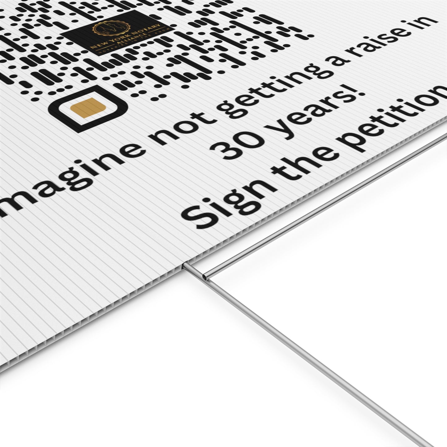 Raise the Notary Fee NY Yard Sign, Double Sided Print, H-Stake Included, v1