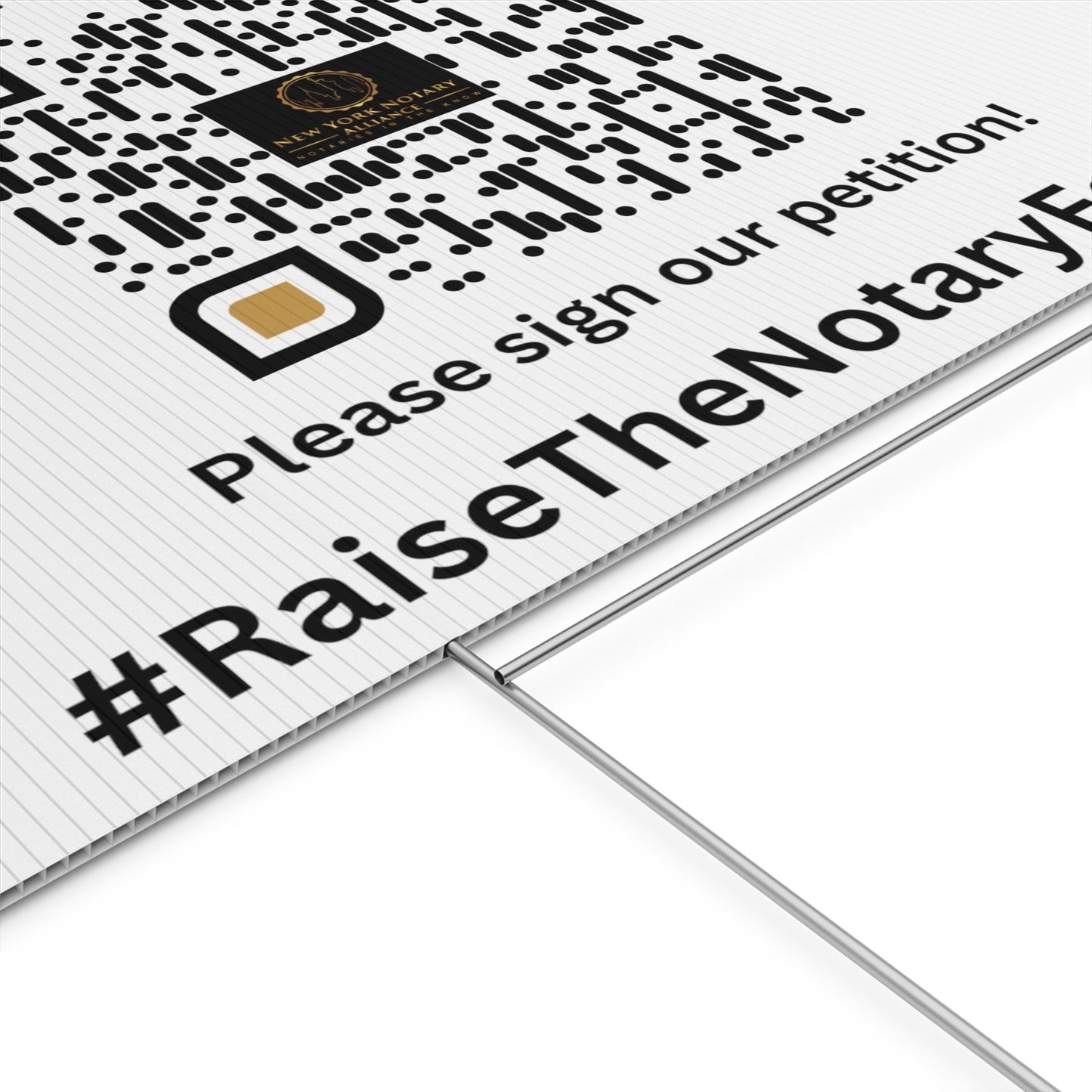 Raise the Notary Fee NY Yard Sign, Double Sided Print, H-Stake Included, v2