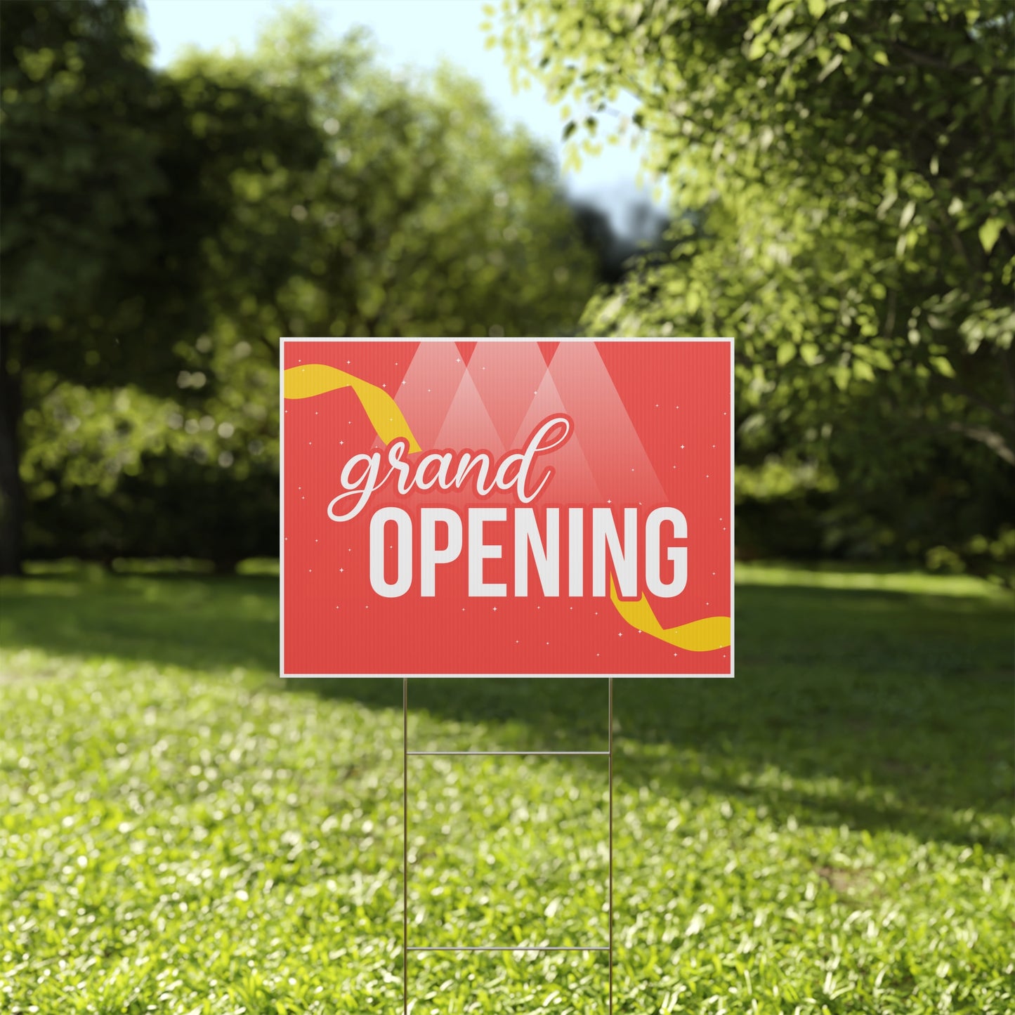 Grand Opening, Yard Sign, 18x12, 24x18, 36x24, Double Sided, H-Stake Included, v4