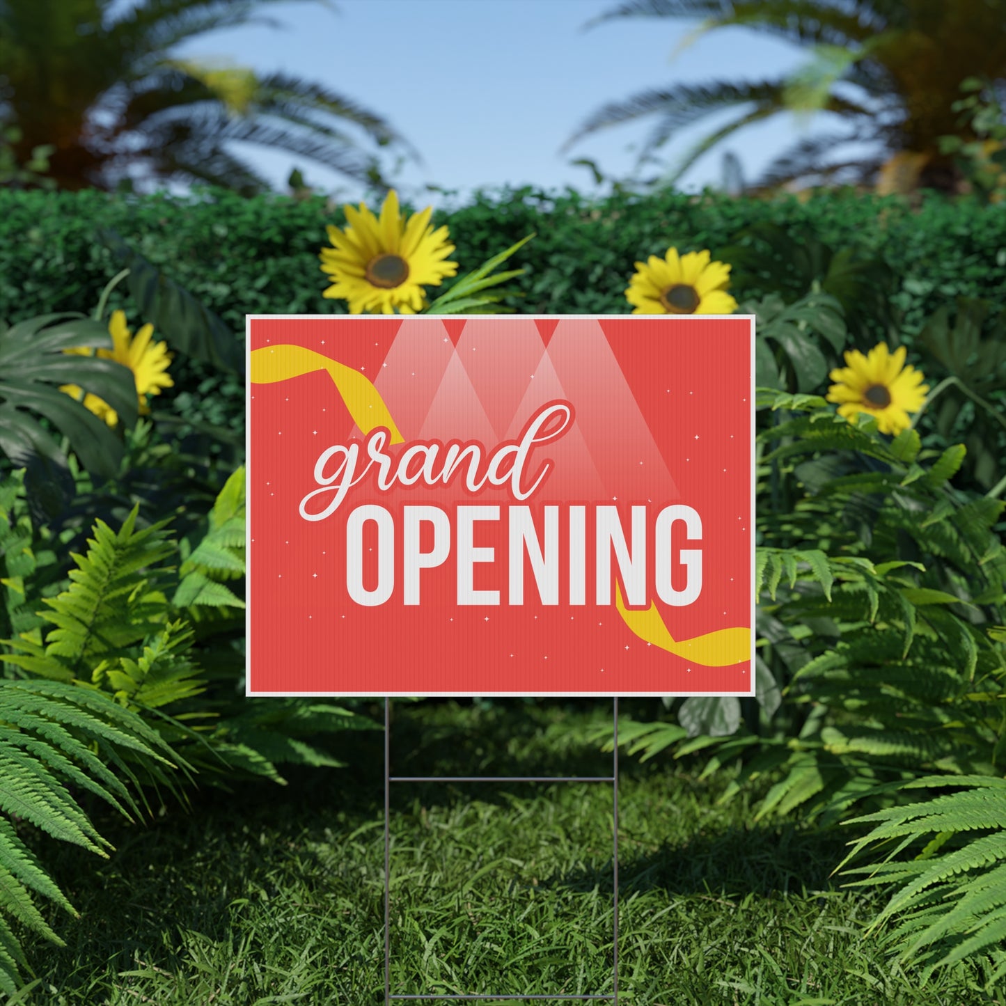Grand Opening, Yard Sign, 18x12, 24x18, 36x24, Double Sided, H-Stake Included, v4