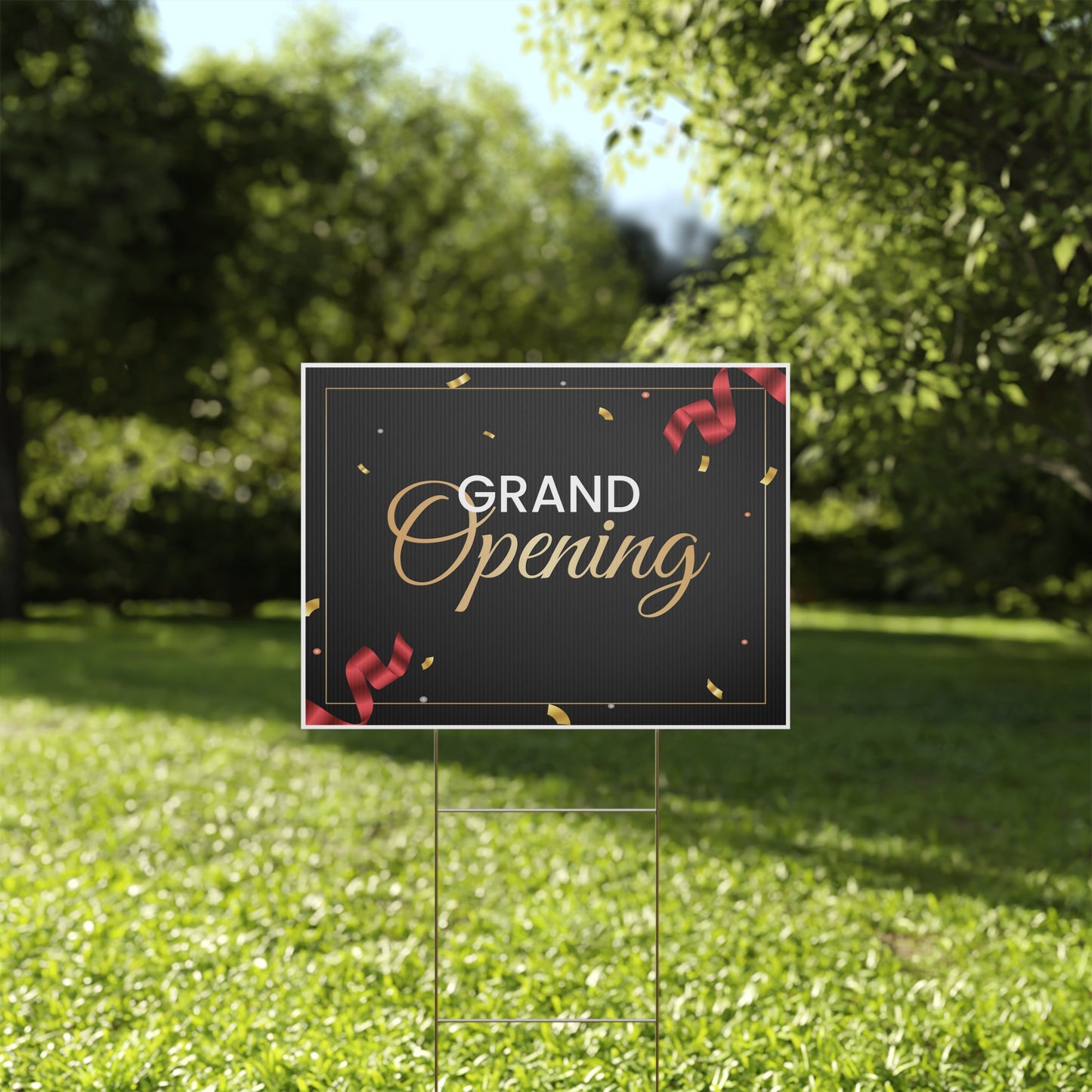 Grand Opening, Yard Sign, 18x12, 24x18, 36x24, Double Sided, H-Stake Included, v5