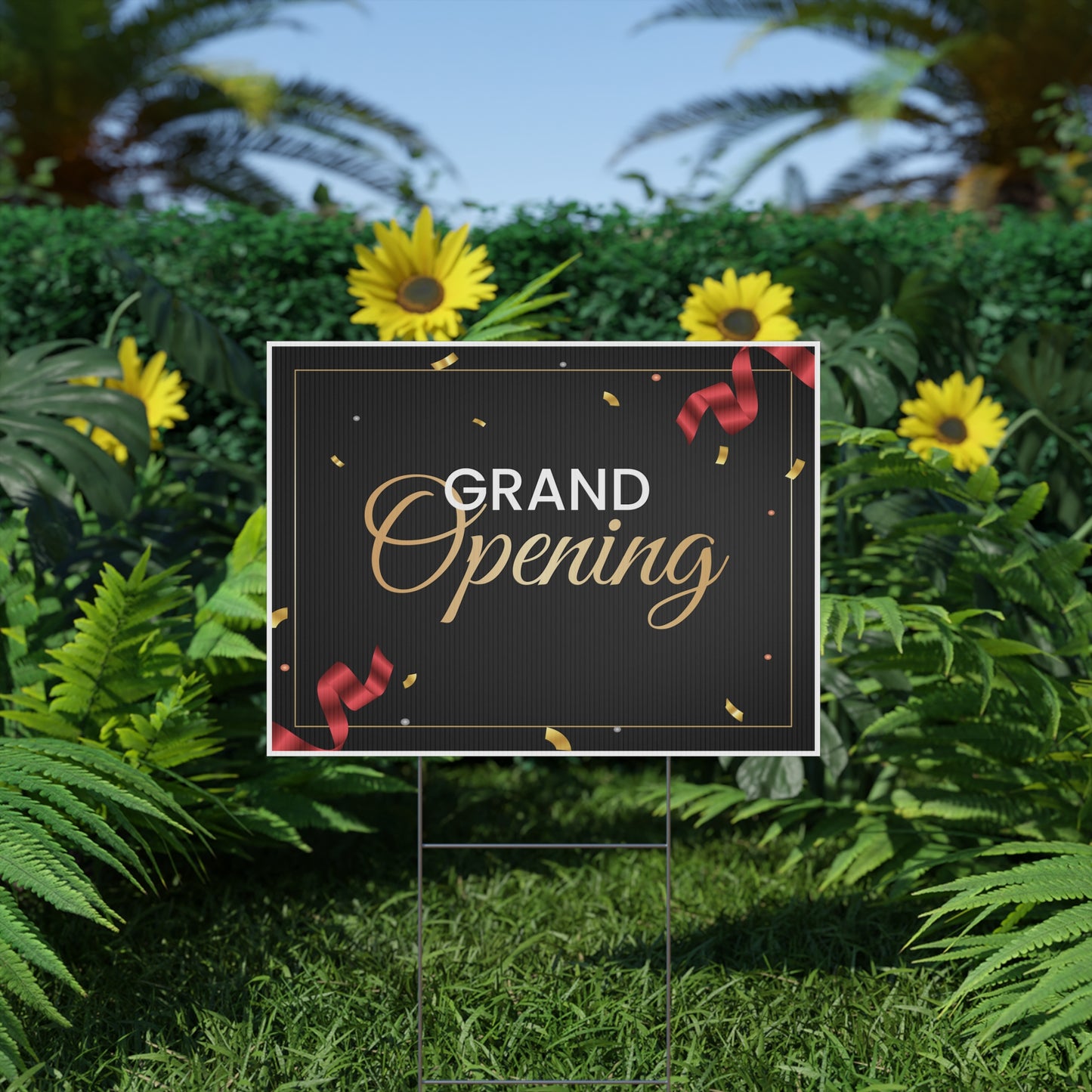 Grand Opening, Yard Sign, 18x12, 24x18, 36x24, Double Sided, H-Stake Included, v5