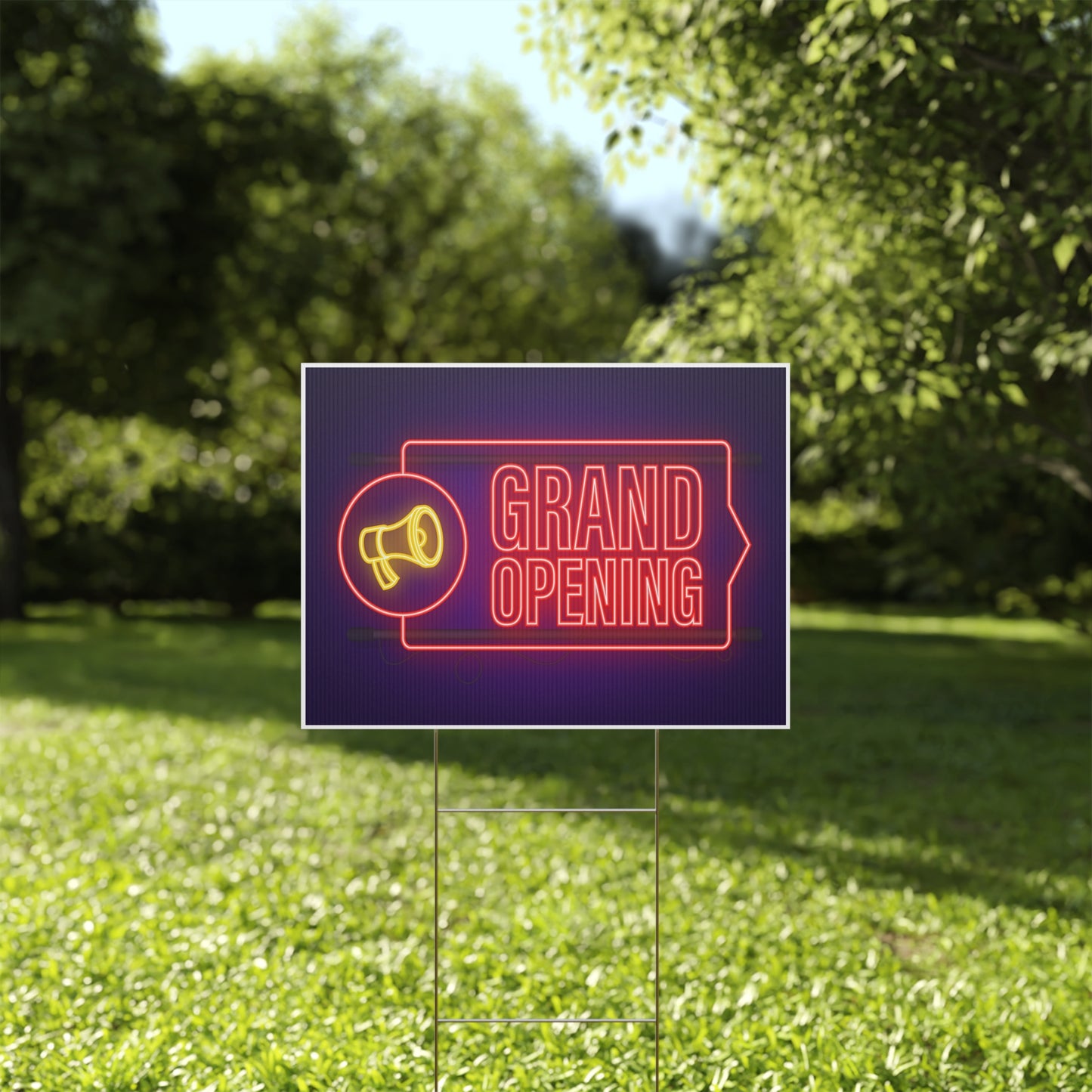 Grand Opening, Yard Sign, 18x12, 24x18, 36x24, Double Sided, H-Stake Included, v6