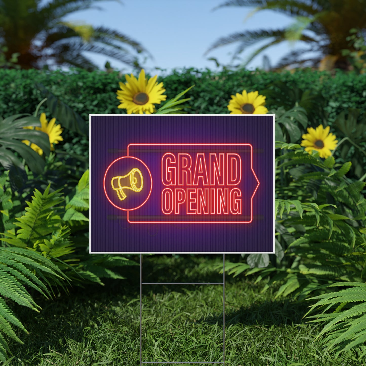 Grand Opening, Yard Sign, 18x12, 24x18, 36x24, Double Sided, H-Stake Included, v6