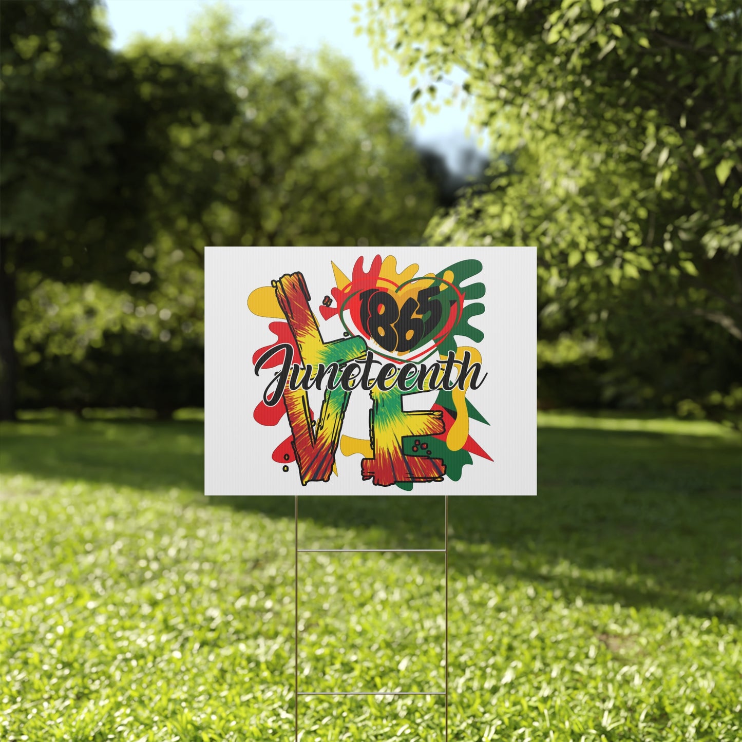 Juneteenth Yard Sign, 18x12, 24x18, 36x24, Double Sided, H-Stake Included, v2