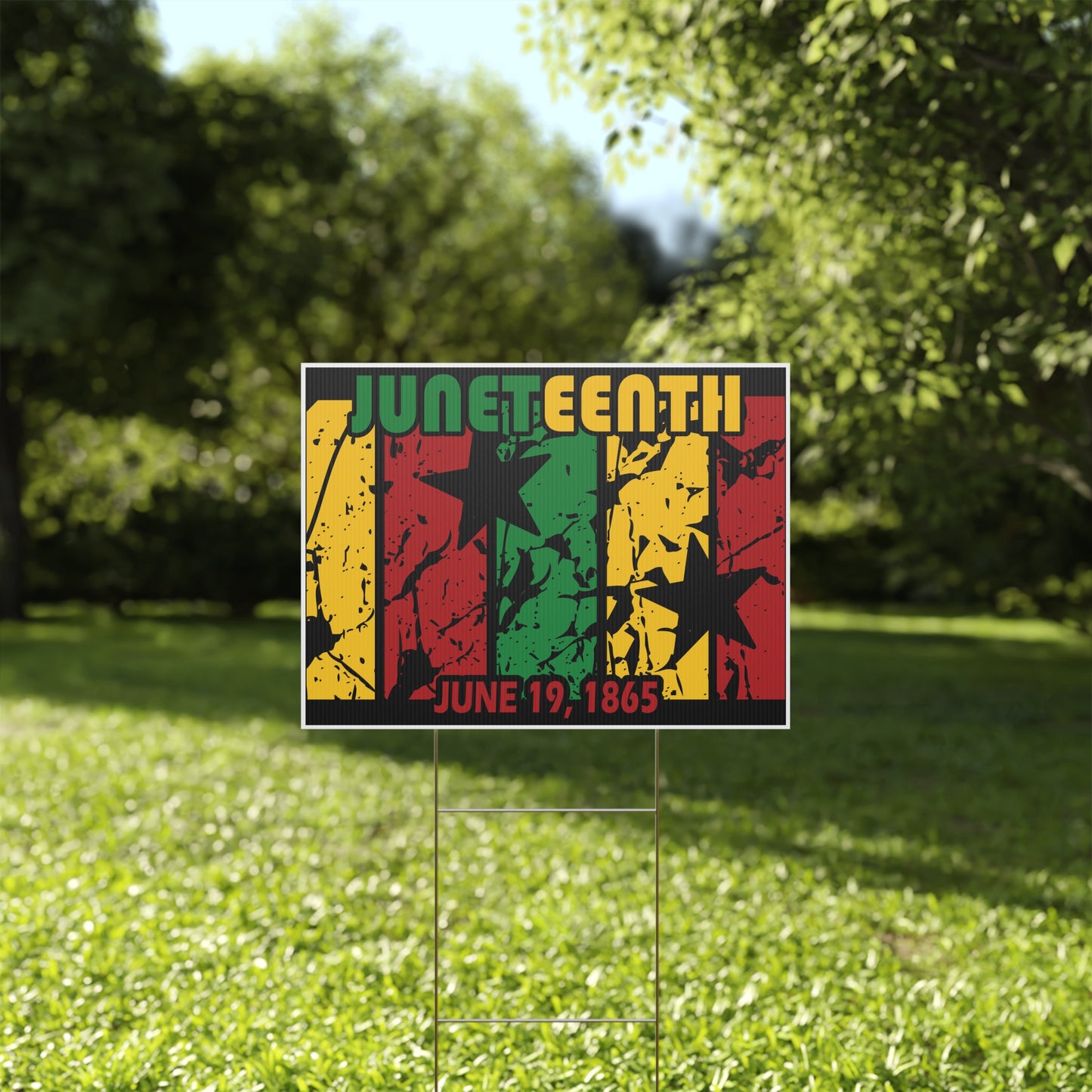Juneteenth Yard Sign, 18x12, 24x18, 36x24, Double Sided, H-Stake Included, v5