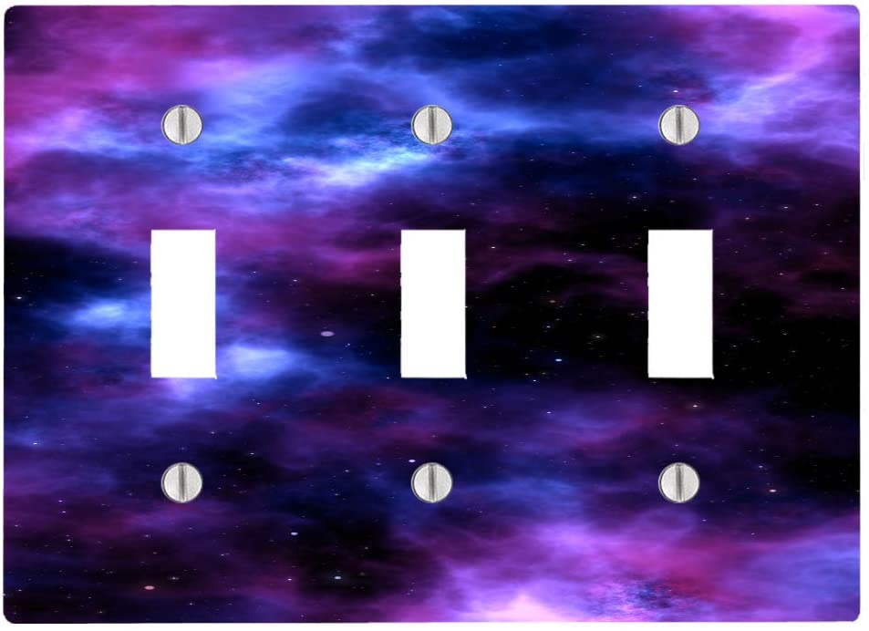 Galaxy Nebula Universe Space 3 Toggle Electrical Switch Wall Plate (6.56 x 4.69in)