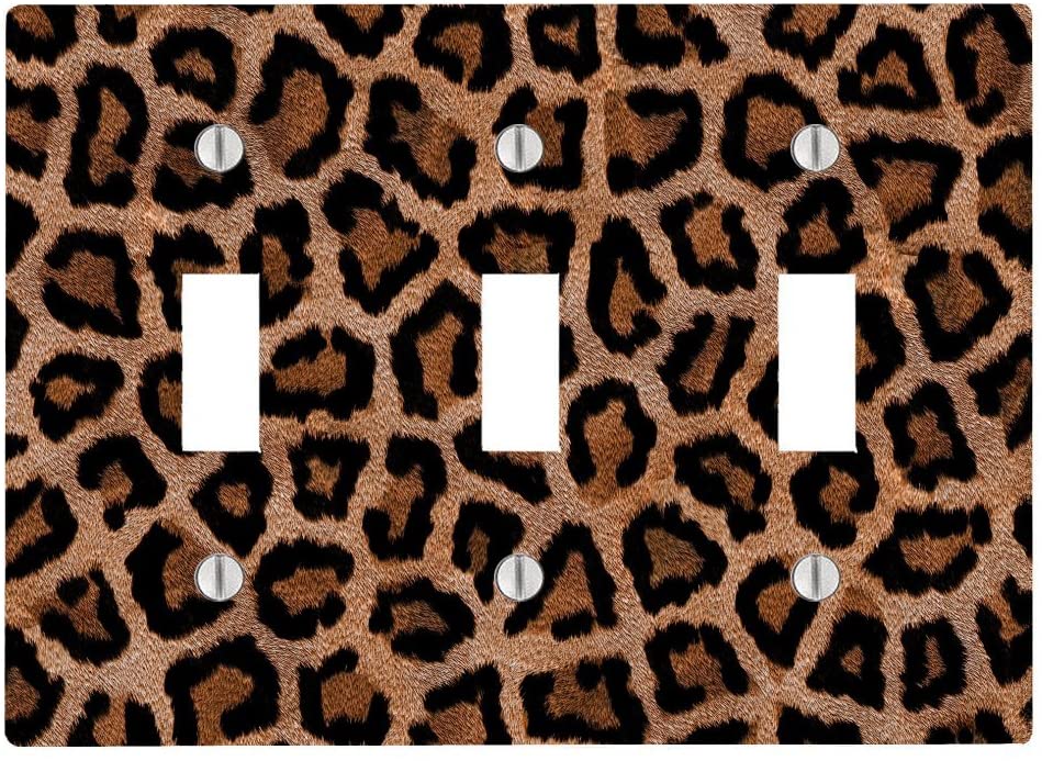 Leopard Print Design Pattern 3 Toggle Electrical Switch Wall Plate (6.56 x 4.69in)