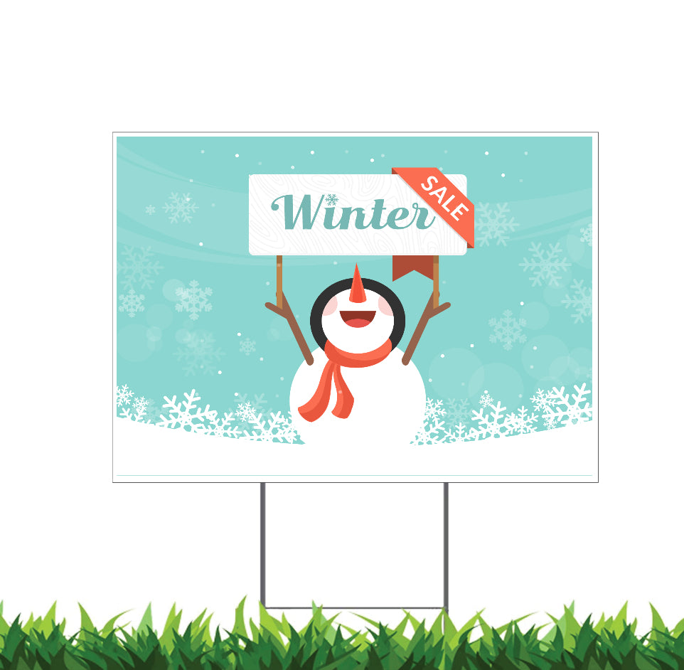 Seasonal Winter Storefront Yard Sign Happy Snowman