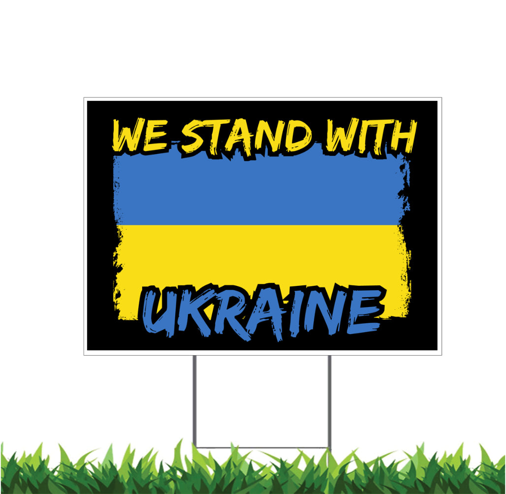 Support Ukraine, Stand with Ukraine, Ukraine Flag, Yard Sign, 18x12, 24x18, 36x24, v4