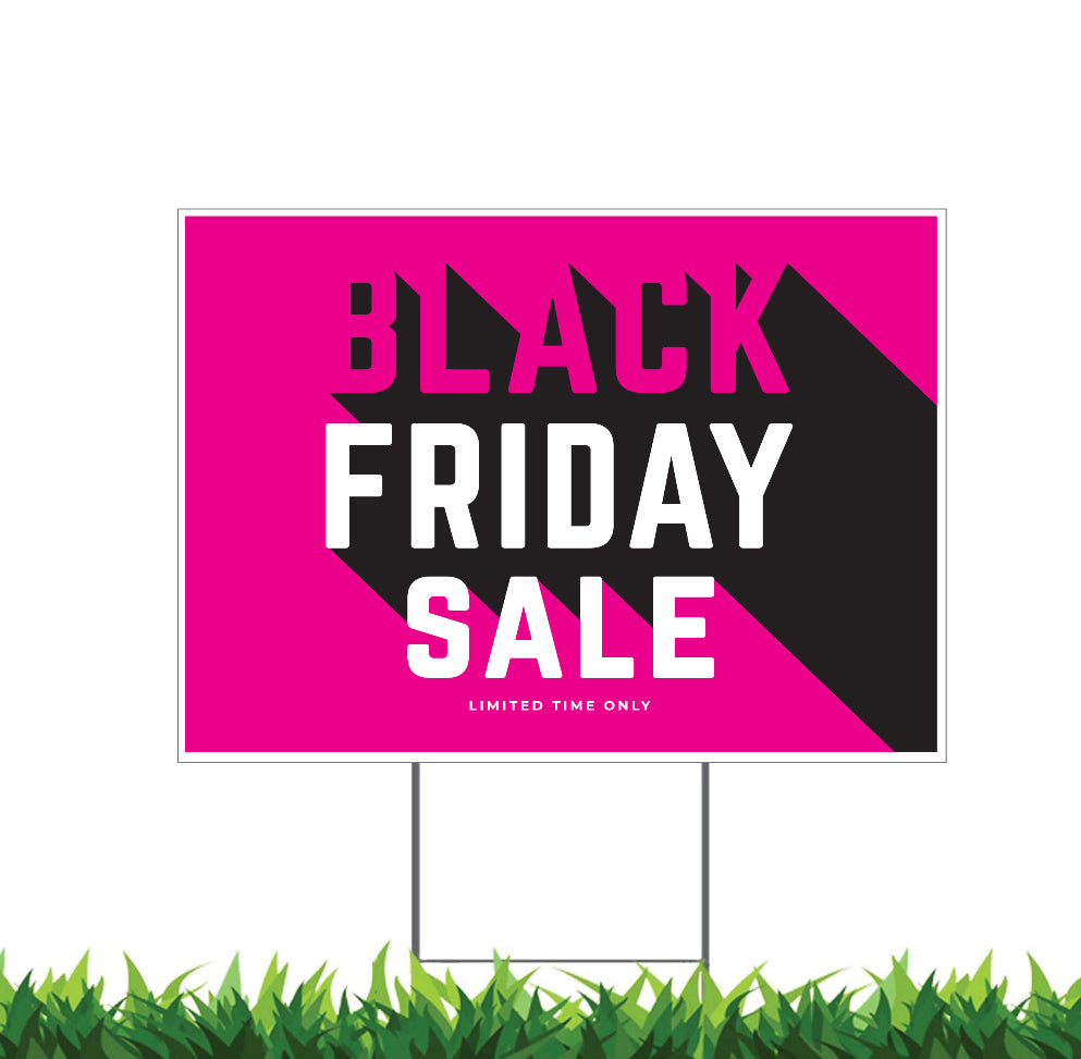 Friday Storefront Yard Sign Hot Pink and Black Background