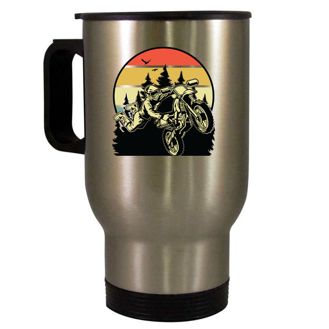 Dirt Bike Retro Coffee Mug Travel Silver