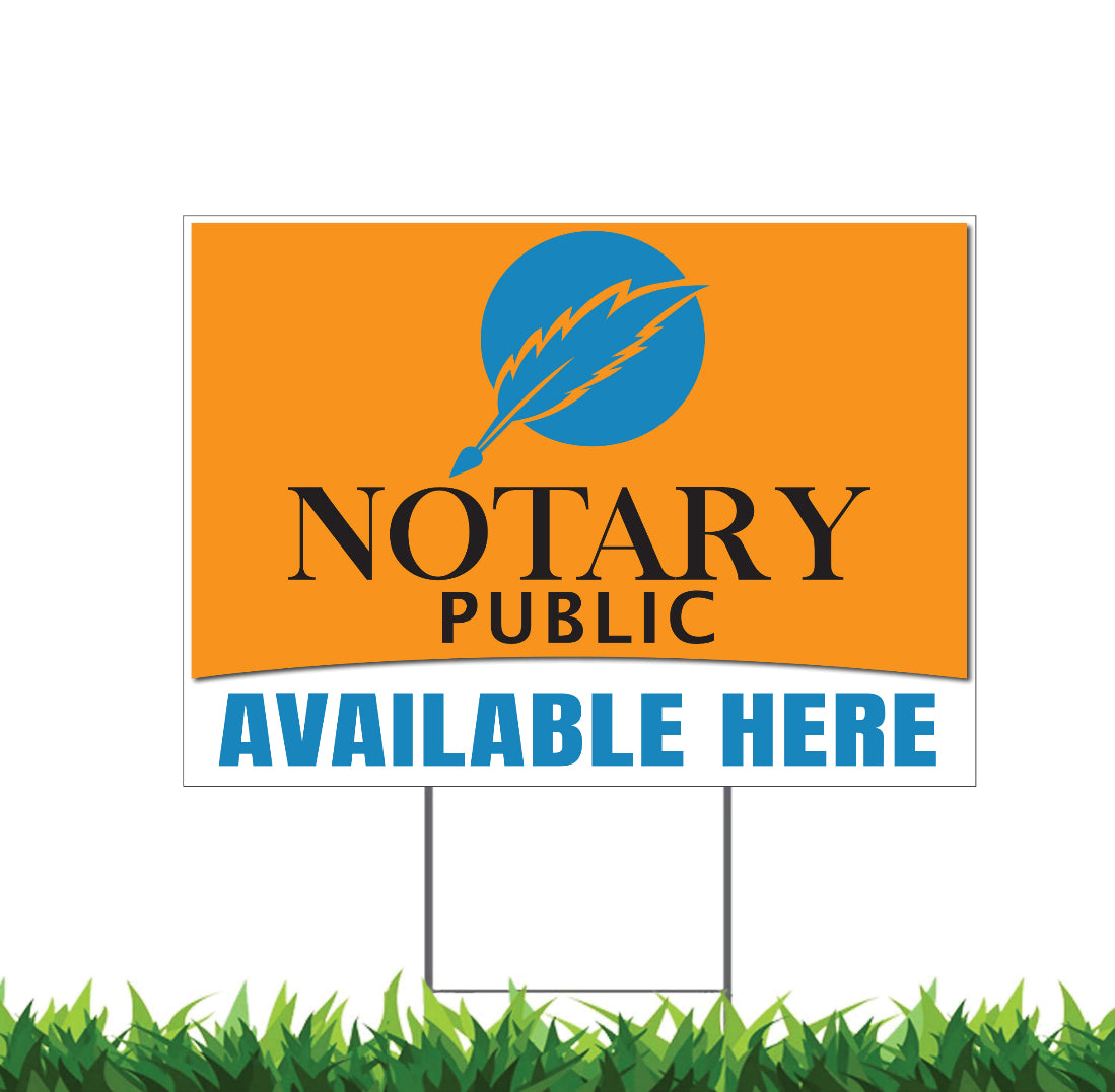 Notary Public Available Here Yard Sign