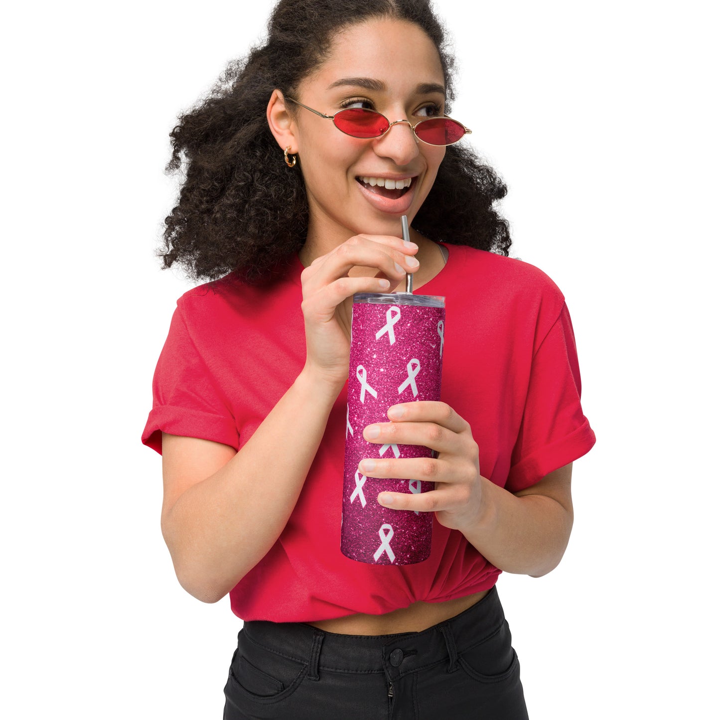 Pink Ribbon Breast Cancer Stainless steel tumbler