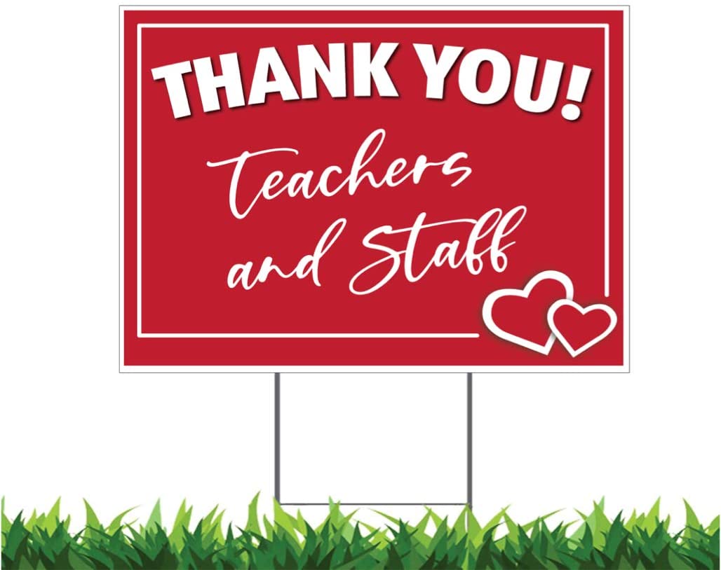 Thank You Teachers and Staff Yard Sign Hearts