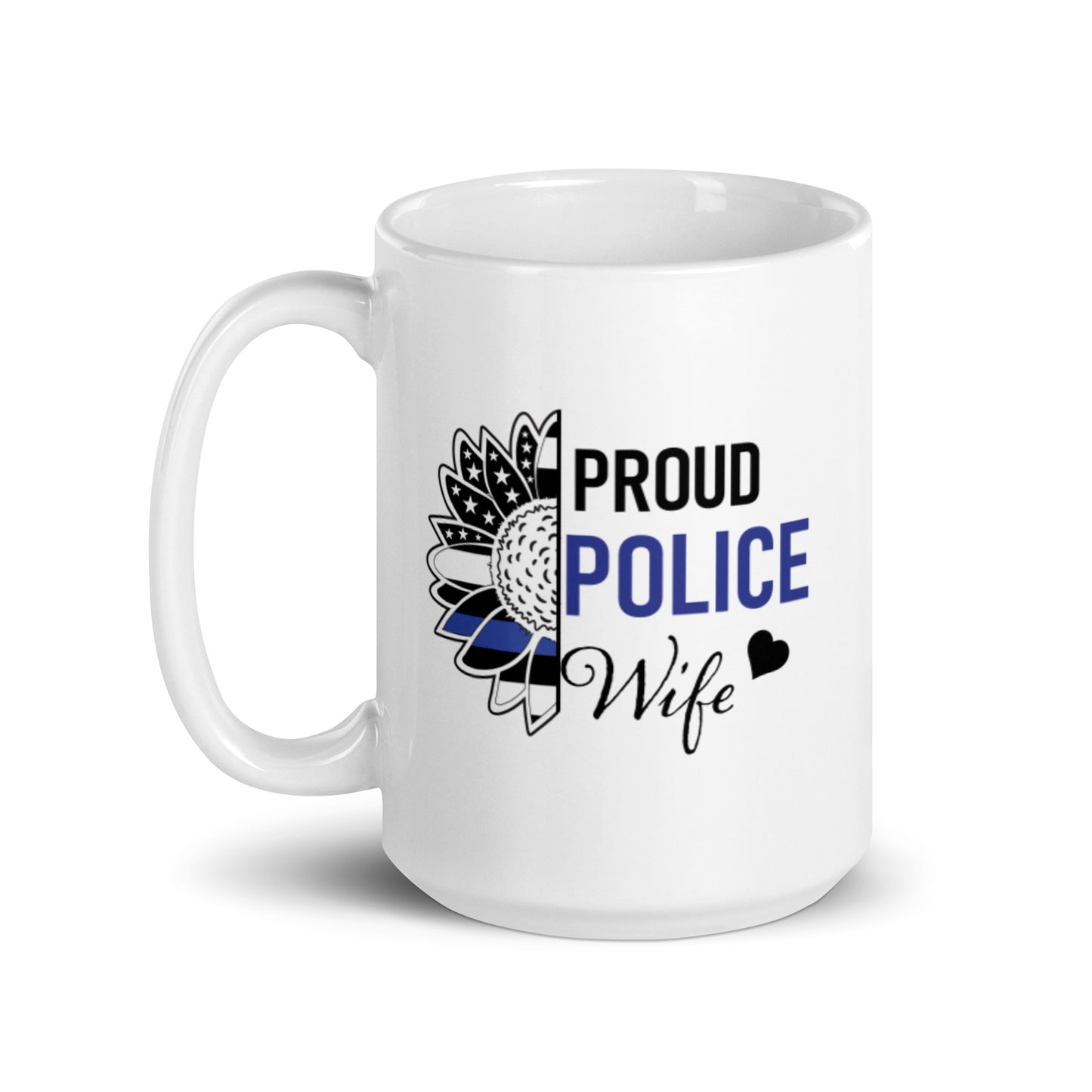 Proud Police Wife Blue Line White glossy mug Ceramic Drinkware
