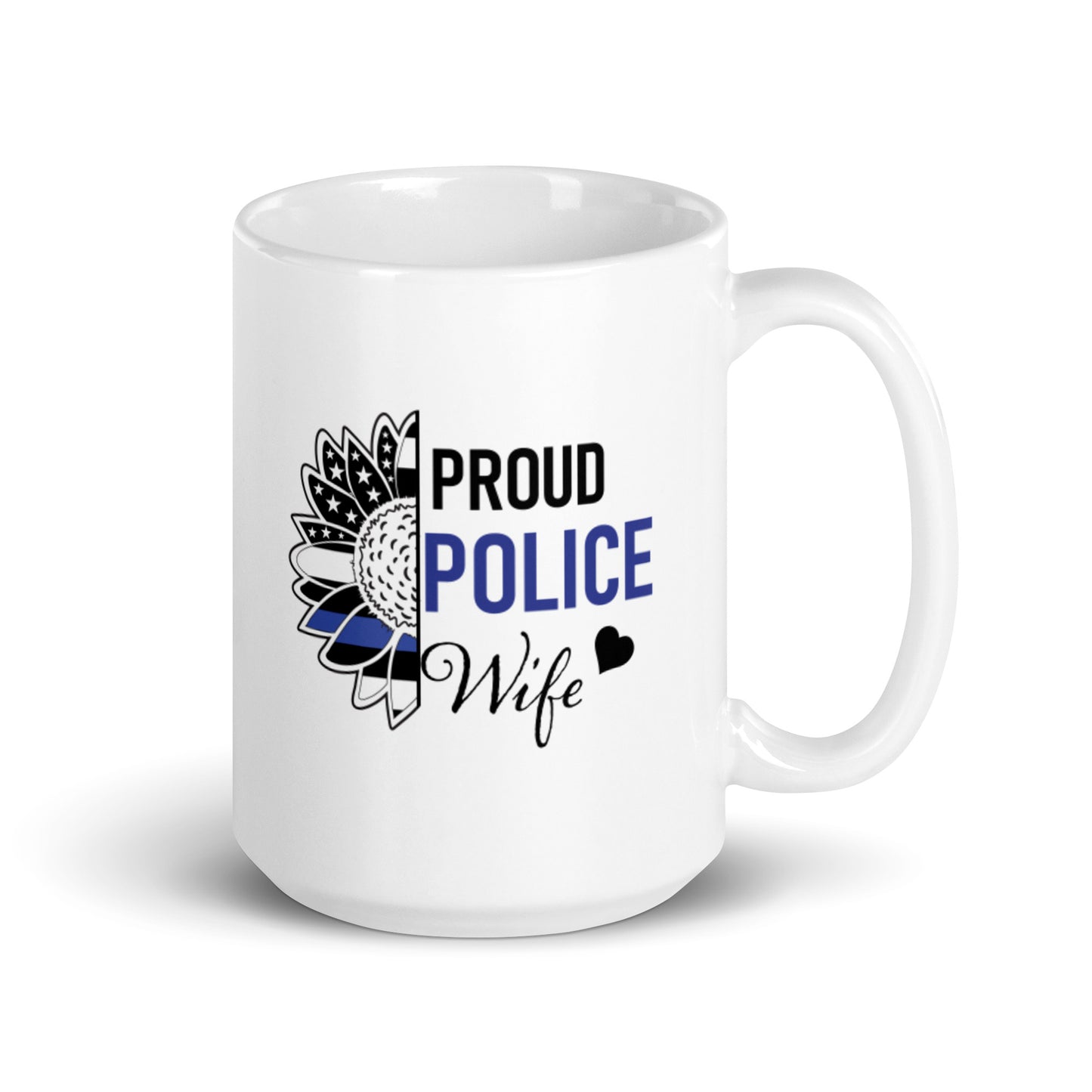 Proud Police Wife Blue Line White glossy mug Ceramic Drinkware