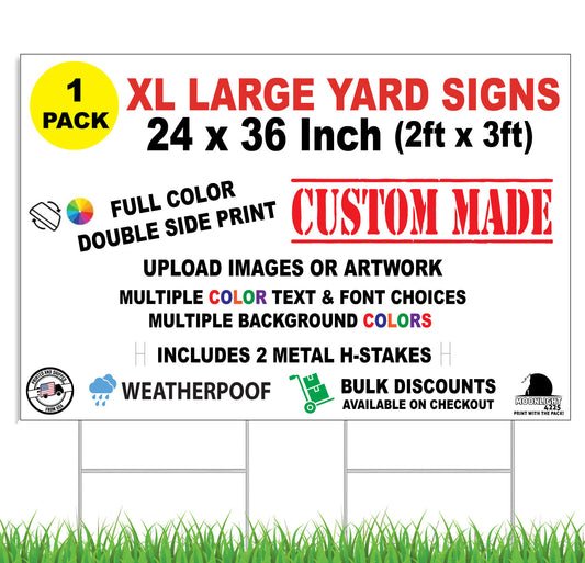 Custom Yard Sign, Personalize Yard Sign, 36 x 24 inch, Double Sided, H-Stake Included