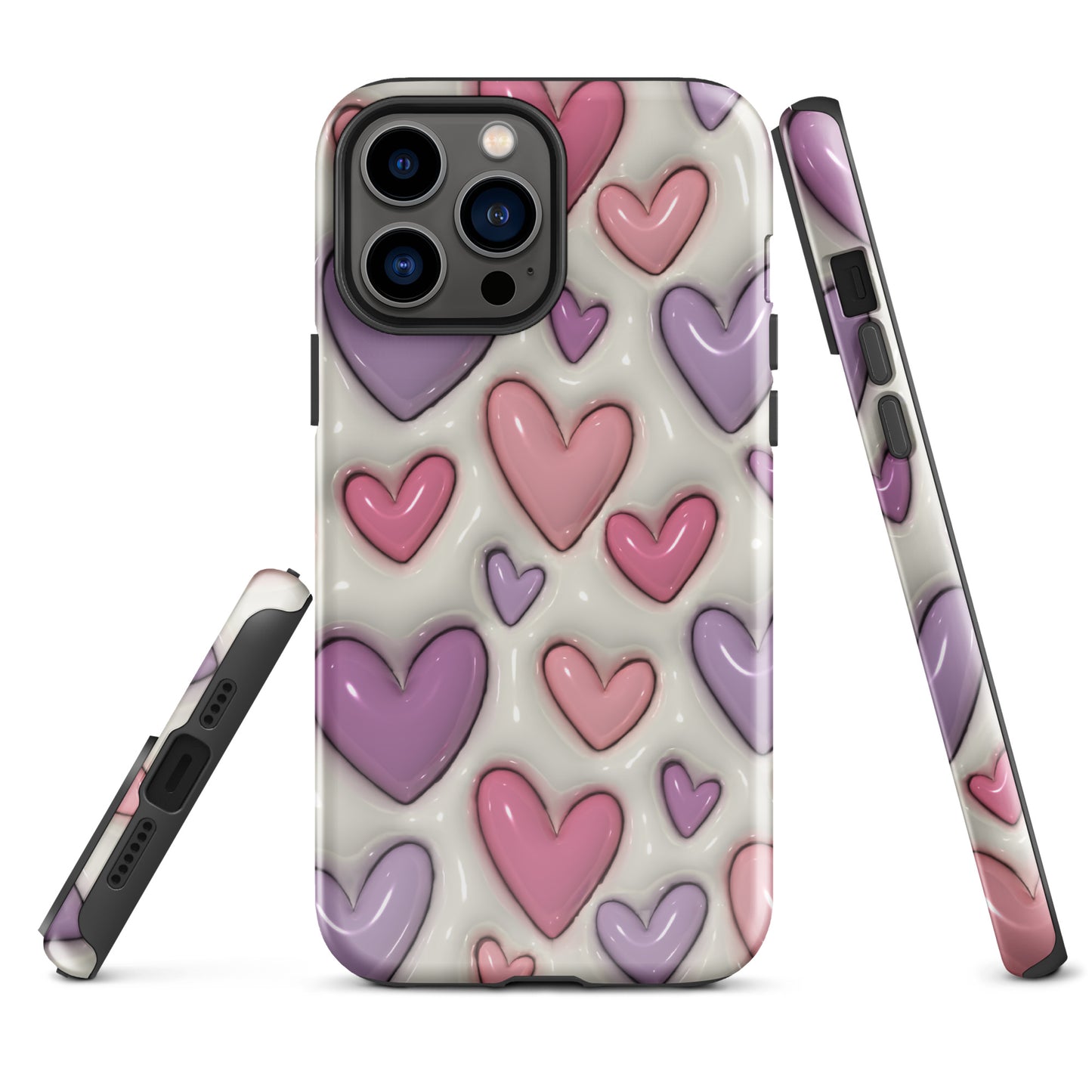 3D Hearts Effect iPhone 15 Pro Case