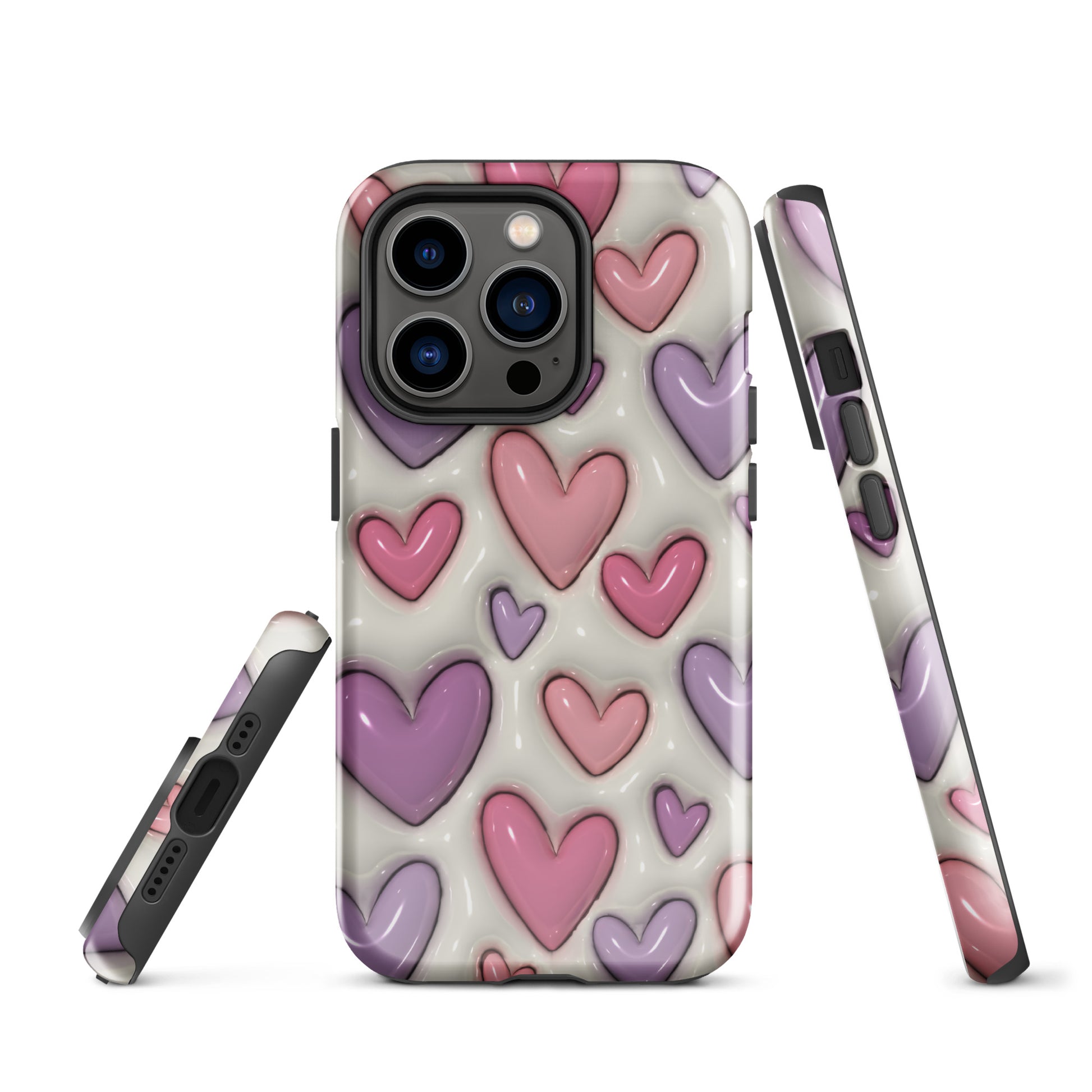 3D Hearts Effect iPhone 14 Case