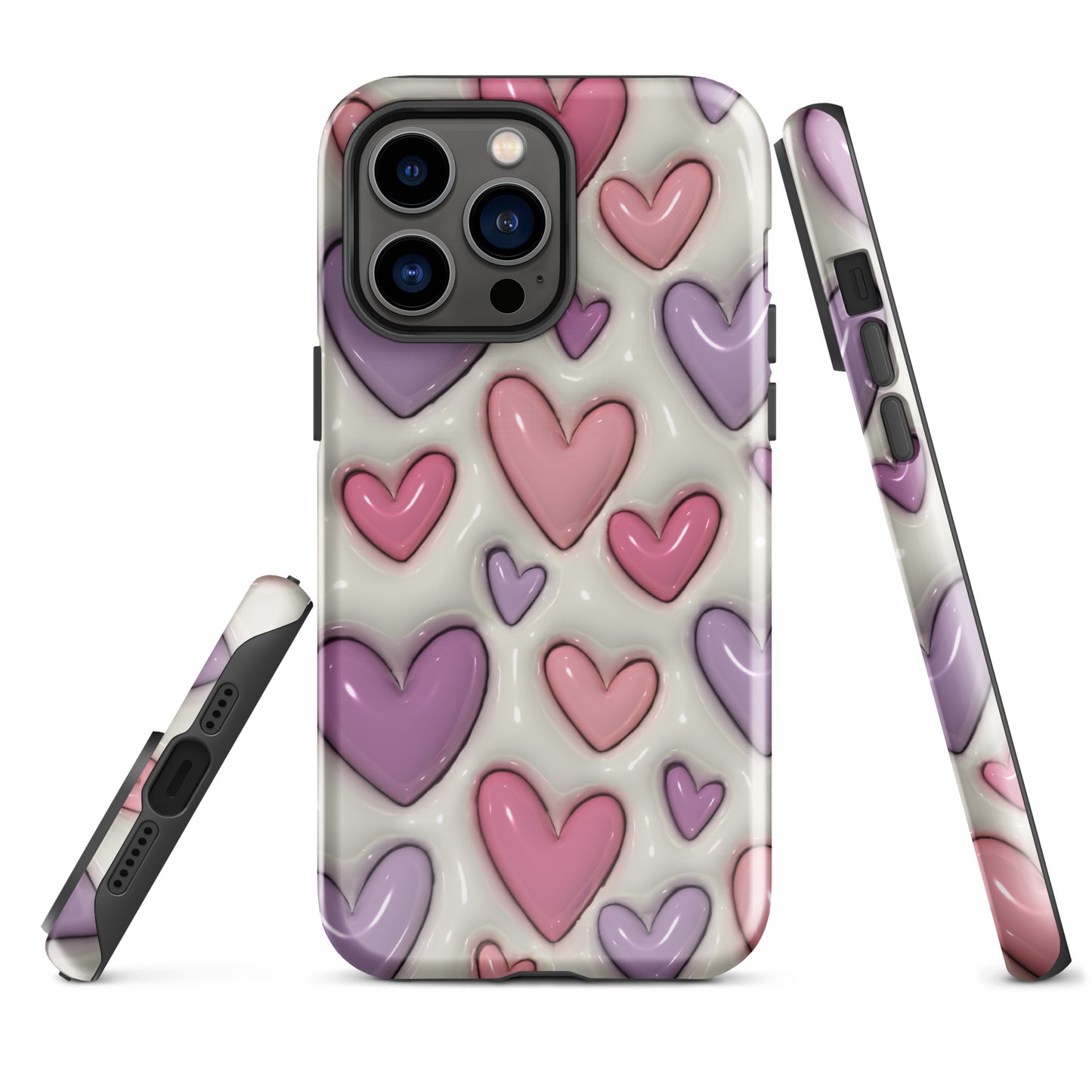 3D Hearts Effect iPhone 14 Pro Case