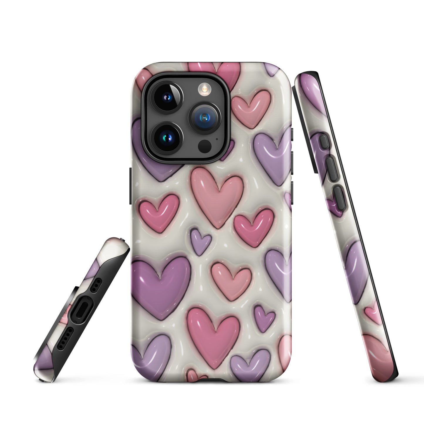 3D Hearts Effect iPhone Case 