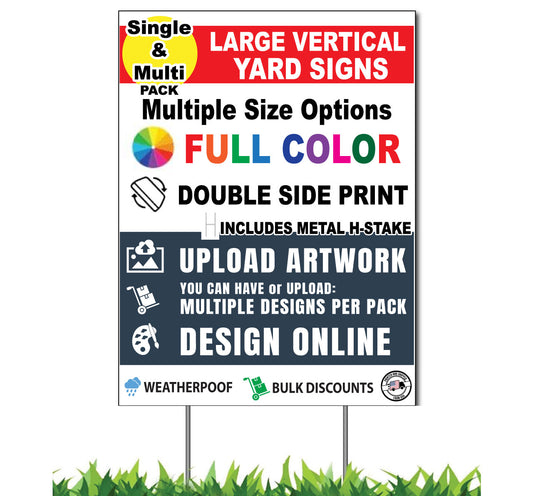 Custom Vertical Yard Sign Upload Artwork